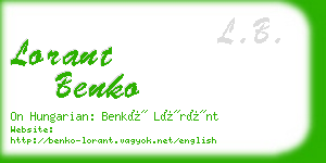 lorant benko business card